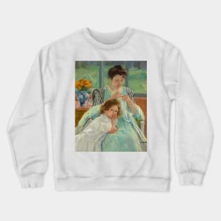 Young Mother Sewing by Mary Cassatt Crewneck Sweatshirt